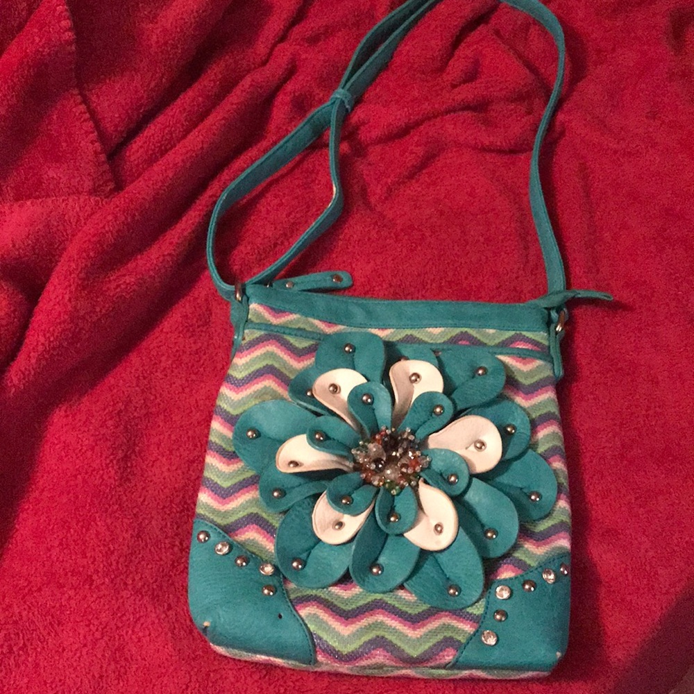 Cute multicolored flower crossbody purse